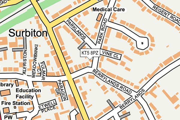 KT5 8PZ map - OS OpenMap – Local (Ordnance Survey)