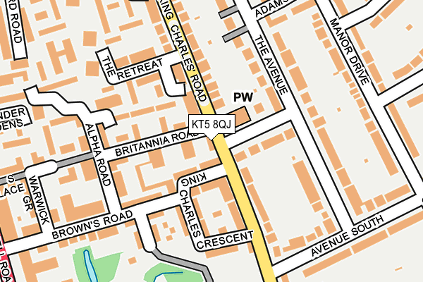 KT5 8QJ map - OS OpenMap – Local (Ordnance Survey)