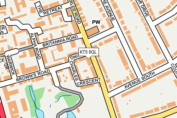 KT5 8QL map - OS OpenMap – Local (Ordnance Survey)