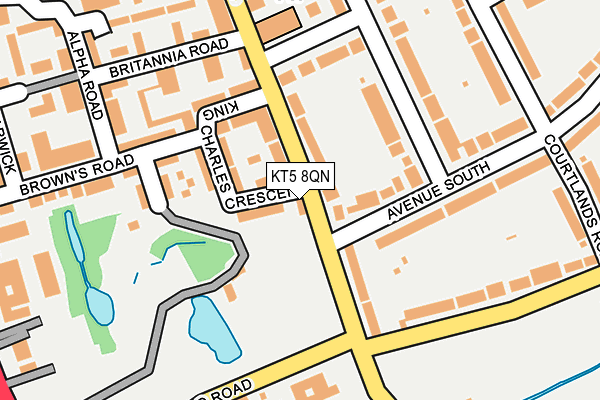 KT5 8QN map - OS OpenMap – Local (Ordnance Survey)