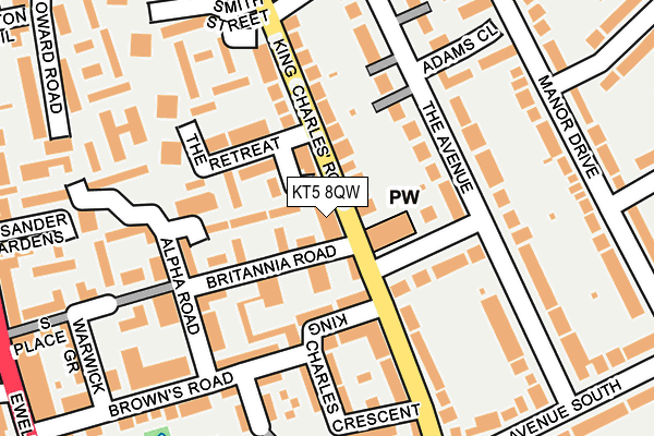 KT5 8QW map - OS OpenMap – Local (Ordnance Survey)