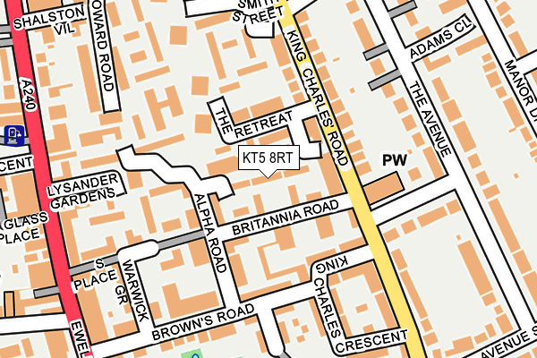KT5 8RT map - OS OpenMap – Local (Ordnance Survey)