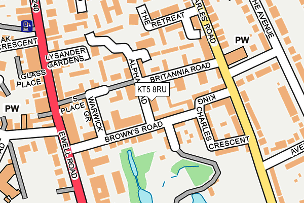 KT5 8RU map - OS OpenMap – Local (Ordnance Survey)