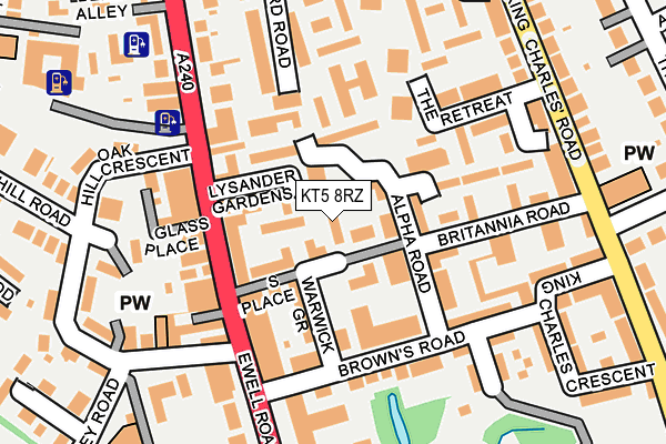 KT5 8RZ map - OS OpenMap – Local (Ordnance Survey)