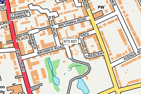 KT5 8ST map - OS OpenMap – Local (Ordnance Survey)