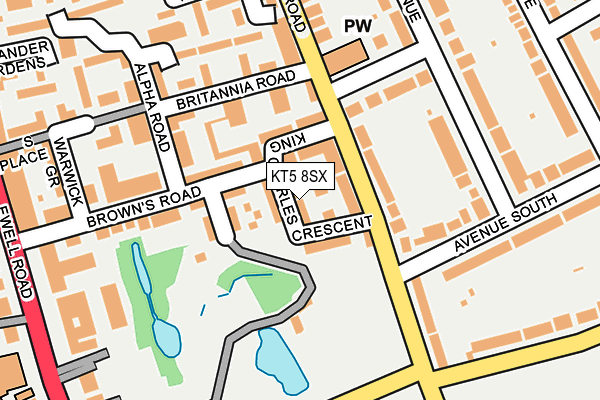 KT5 8SX map - OS OpenMap – Local (Ordnance Survey)