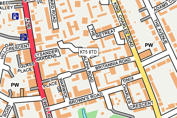 KT5 8TD map - OS OpenMap – Local (Ordnance Survey)