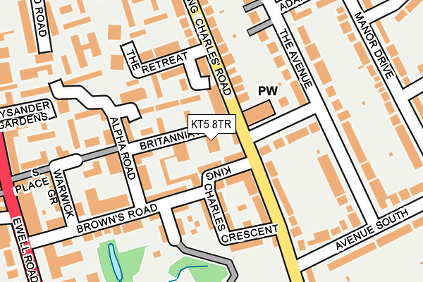 KT5 8TR map - OS OpenMap – Local (Ordnance Survey)