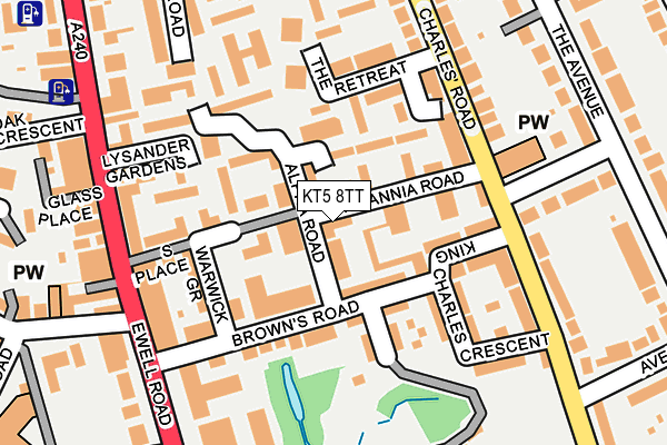 KT5 8TT map - OS OpenMap – Local (Ordnance Survey)