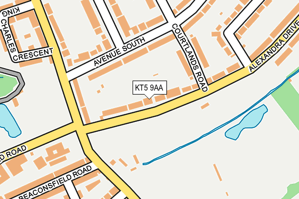 KT5 9AA map - OS OpenMap – Local (Ordnance Survey)