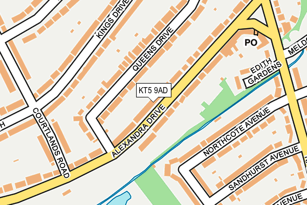 KT5 9AD map - OS OpenMap – Local (Ordnance Survey)