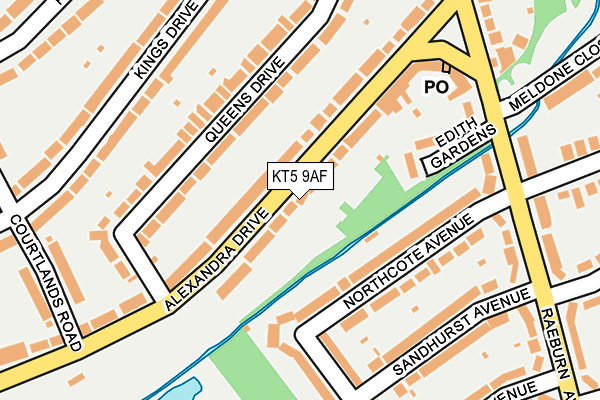 KT5 9AF map - OS OpenMap – Local (Ordnance Survey)