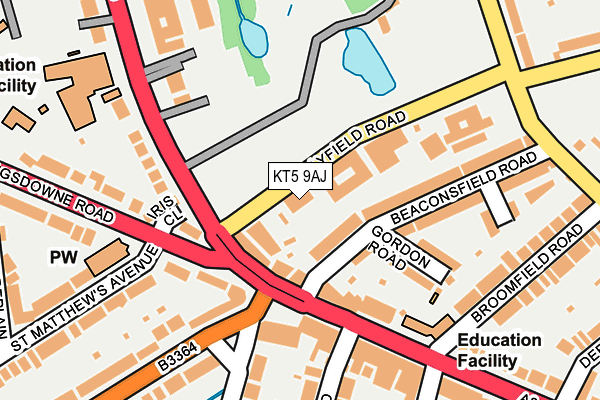KT5 9AJ map - OS OpenMap – Local (Ordnance Survey)