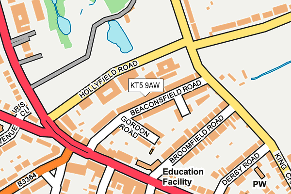 KT5 9AW map - OS OpenMap – Local (Ordnance Survey)