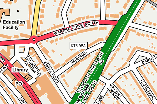 KT5 9BA map - OS OpenMap – Local (Ordnance Survey)