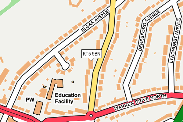 KT5 9BN map - OS OpenMap – Local (Ordnance Survey)