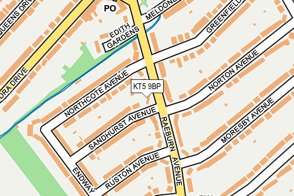 KT5 9BP map - OS OpenMap – Local (Ordnance Survey)