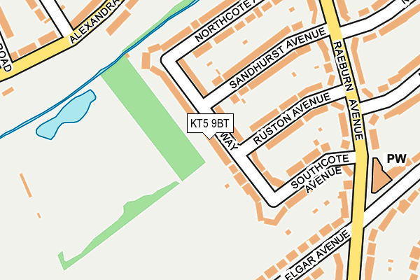 KT5 9BT map - OS OpenMap – Local (Ordnance Survey)