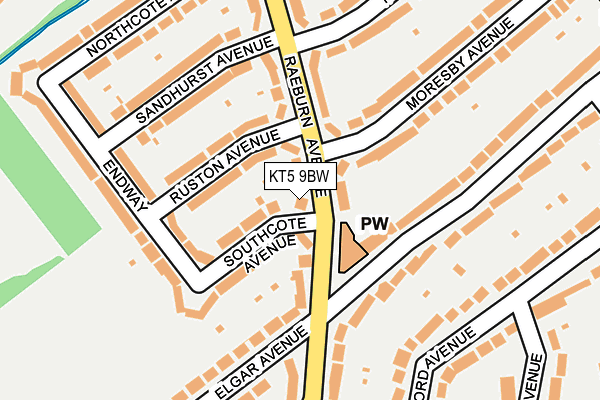 KT5 9BW map - OS OpenMap – Local (Ordnance Survey)