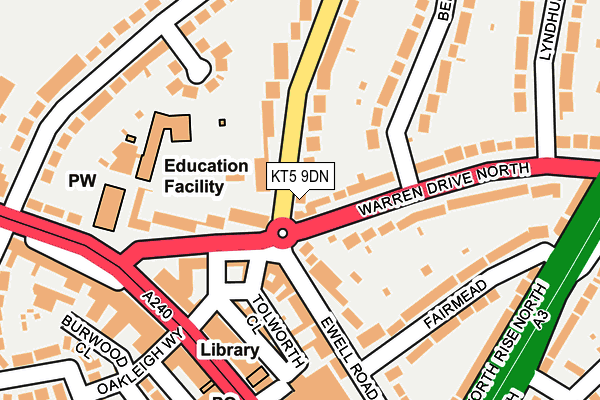 KT5 9DN map - OS OpenMap – Local (Ordnance Survey)