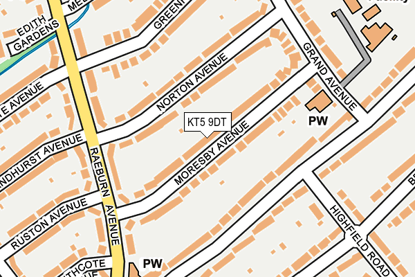 KT5 9DT map - OS OpenMap – Local (Ordnance Survey)