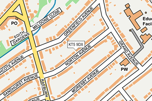 KT5 9DX map - OS OpenMap – Local (Ordnance Survey)