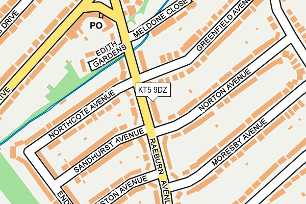 KT5 9DZ map - OS OpenMap – Local (Ordnance Survey)