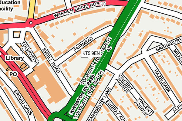KT5 9EN map - OS OpenMap – Local (Ordnance Survey)