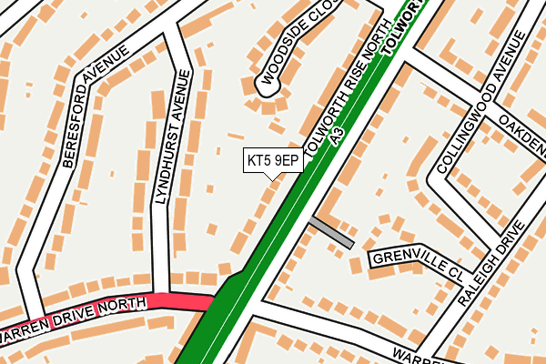 KT5 9EP map - OS OpenMap – Local (Ordnance Survey)