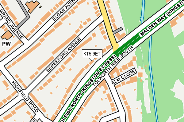 KT5 9ET map - OS OpenMap – Local (Ordnance Survey)