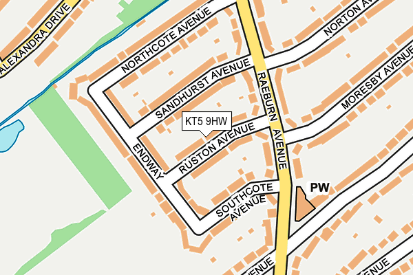 KT5 9HW map - OS OpenMap – Local (Ordnance Survey)