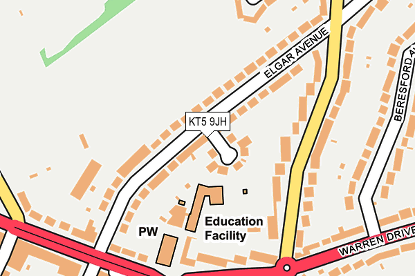 KT5 9JH map - OS OpenMap – Local (Ordnance Survey)