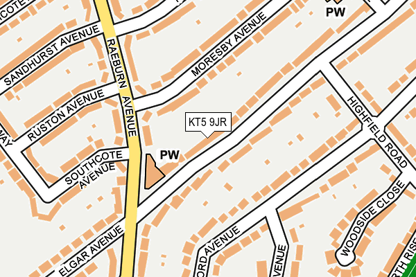 KT5 9JR map - OS OpenMap – Local (Ordnance Survey)