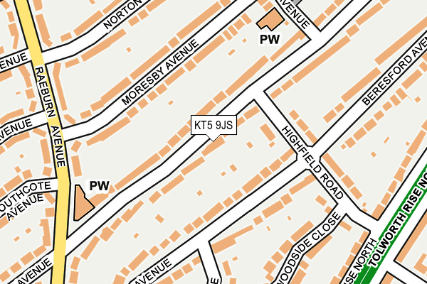 KT5 9JS map - OS OpenMap – Local (Ordnance Survey)