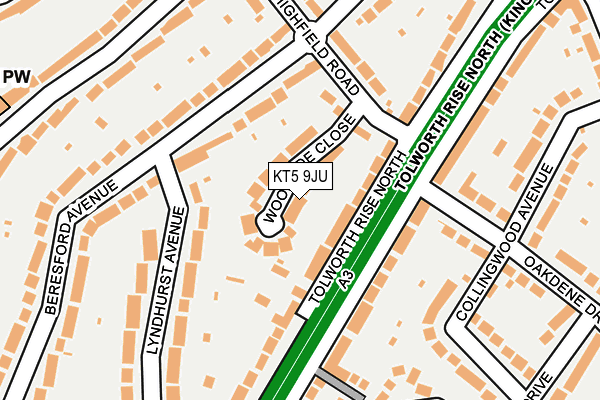 KT5 9JU map - OS OpenMap – Local (Ordnance Survey)