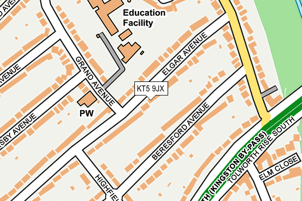 KT5 9JX map - OS OpenMap – Local (Ordnance Survey)