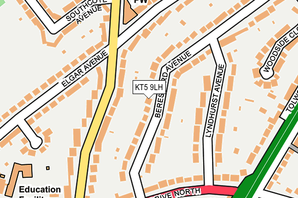 KT5 9LH map - OS OpenMap – Local (Ordnance Survey)
