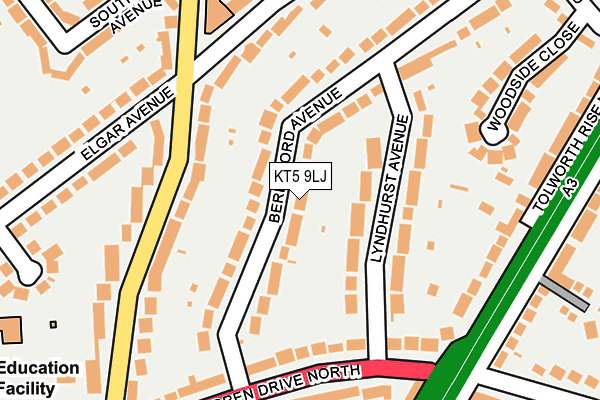 KT5 9LJ map - OS OpenMap – Local (Ordnance Survey)