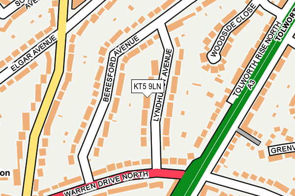 KT5 9LN map - OS OpenMap – Local (Ordnance Survey)