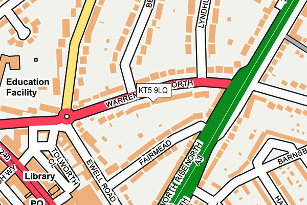KT5 9LQ map - OS OpenMap – Local (Ordnance Survey)