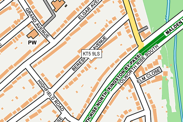 KT5 9LS map - OS OpenMap – Local (Ordnance Survey)