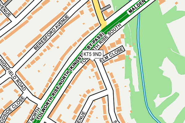 KT5 9ND map - OS OpenMap – Local (Ordnance Survey)