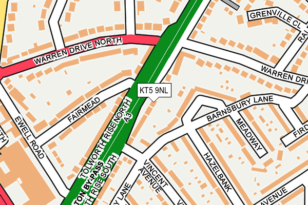 KT5 9NL map - OS OpenMap – Local (Ordnance Survey)