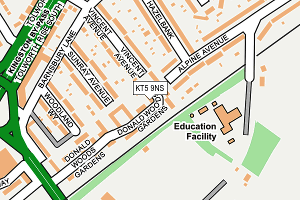 KT5 9NS map - OS OpenMap – Local (Ordnance Survey)