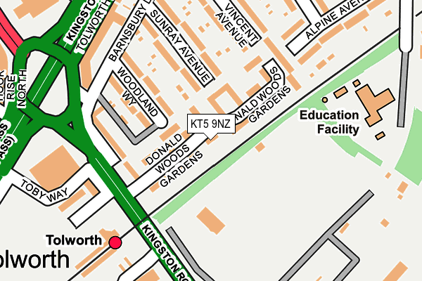 KT5 9NZ map - OS OpenMap – Local (Ordnance Survey)