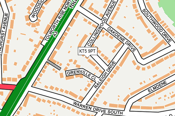 KT5 9PT map - OS OpenMap – Local (Ordnance Survey)