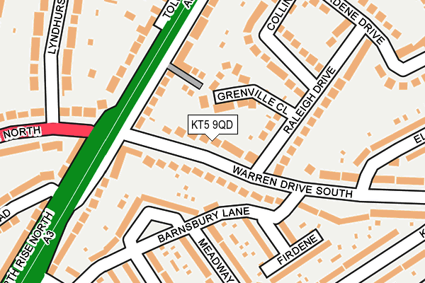 KT5 9QD map - OS OpenMap – Local (Ordnance Survey)