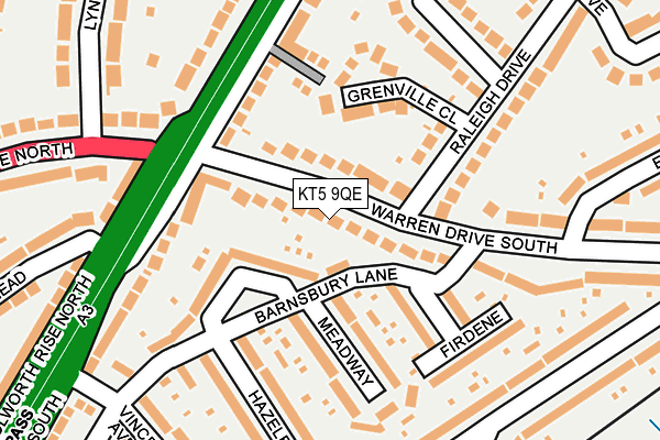 KT5 9QE map - OS OpenMap – Local (Ordnance Survey)