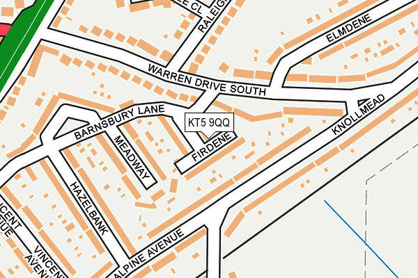 KT5 9QQ map - OS OpenMap – Local (Ordnance Survey)