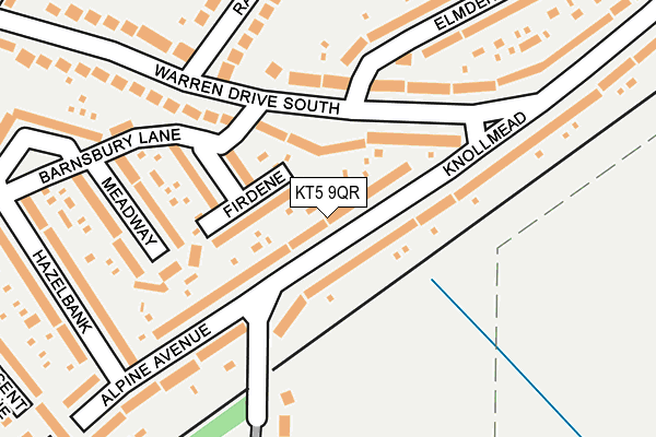 KT5 9QR map - OS OpenMap – Local (Ordnance Survey)